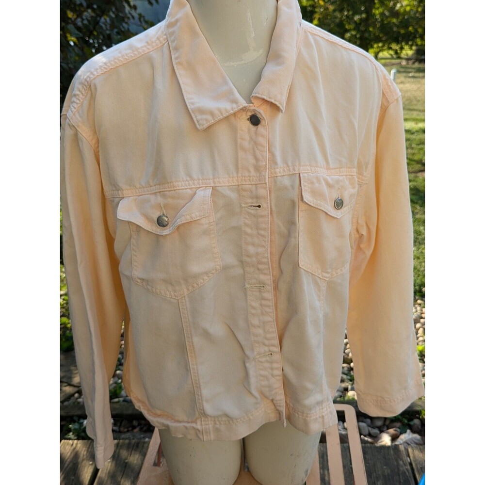J Jill Yellow 100% Tencel Lyocell Denim Styled Jacket Sz XL